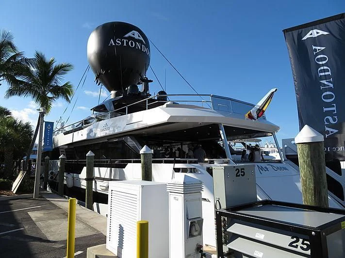 a large black and white gas station aboard MR DOOM Yacht for Sale