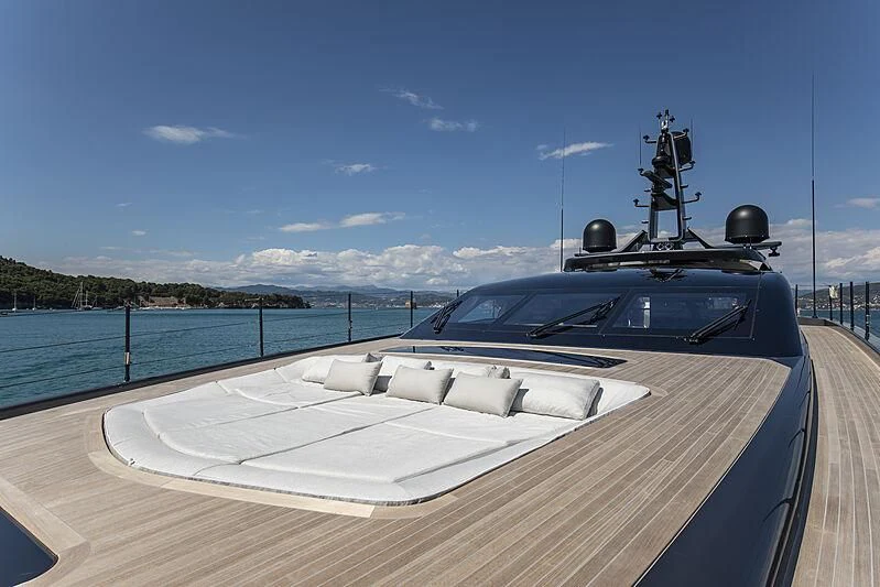 a boat on a deck aboard PANAM Yacht for Sale