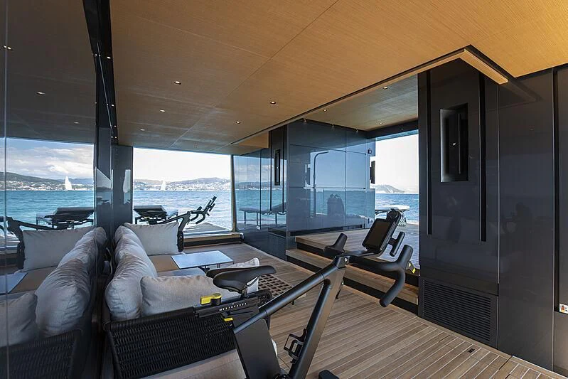 a large boat with a large window aboard PANAM Yacht for Sale