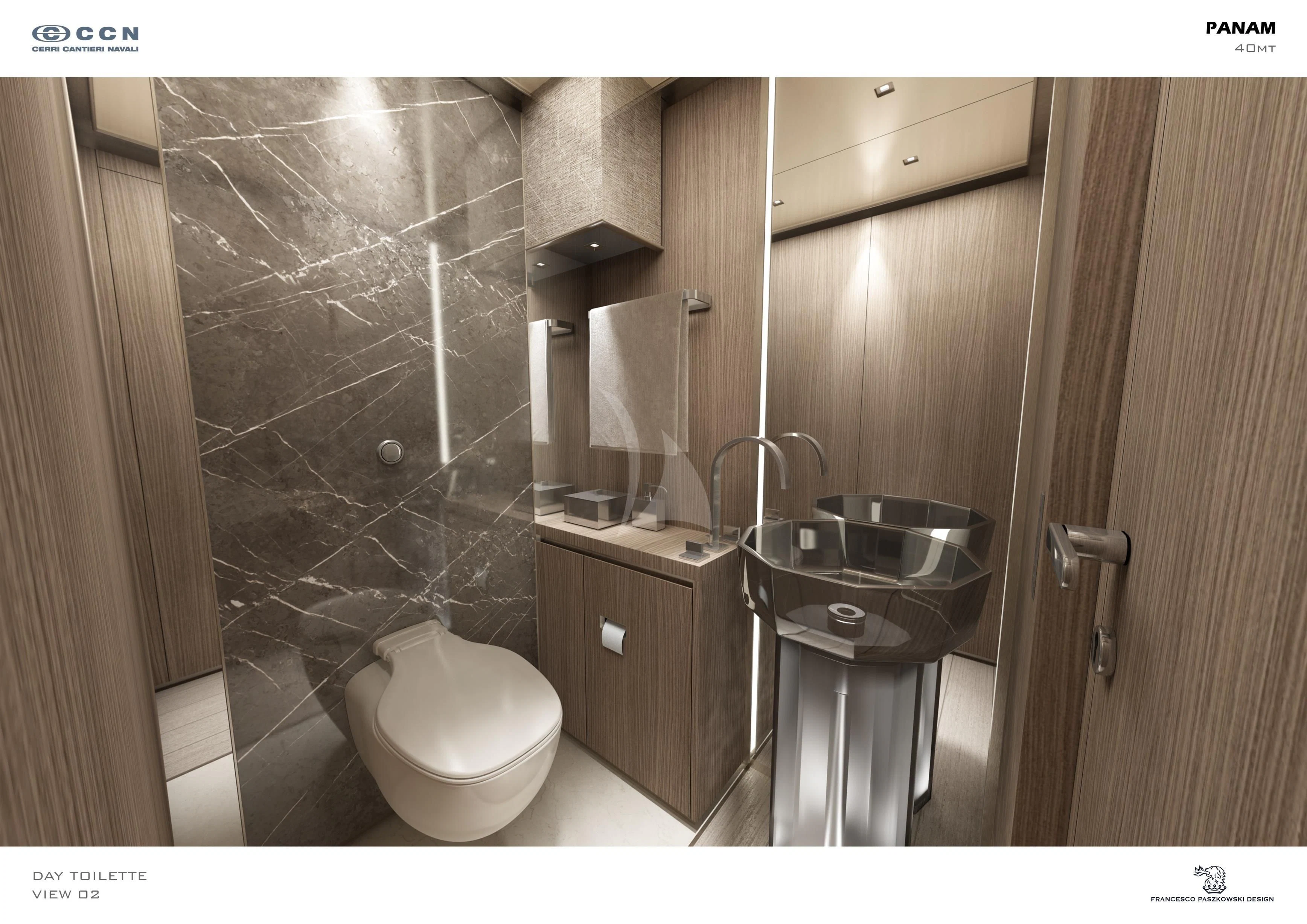a bathroom with a toilet and sink aboard PANAM Yacht for Sale