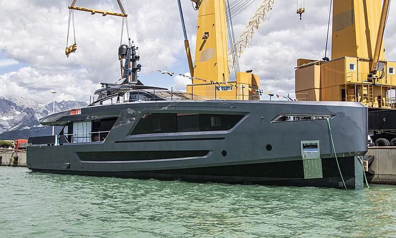 a boat docked at a port aboard PANAM Yacht for Sale