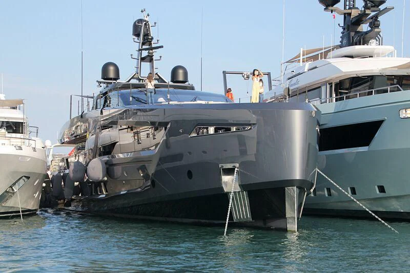 a large ship in the water aboard PANAM Yacht for Sale