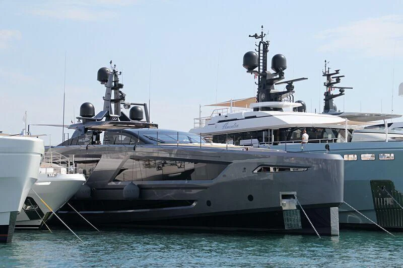 a large boat in the water aboard PANAM Yacht for Sale
