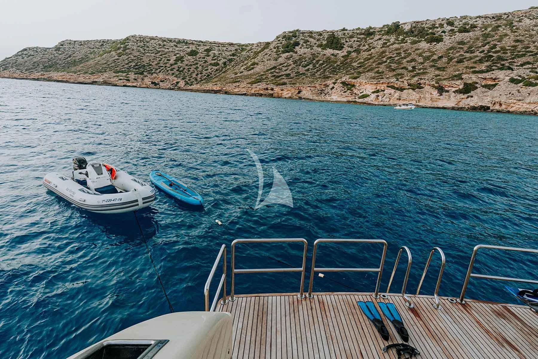 a boat in the water aboard SONRISA SEPTIMO Yacht for Sale