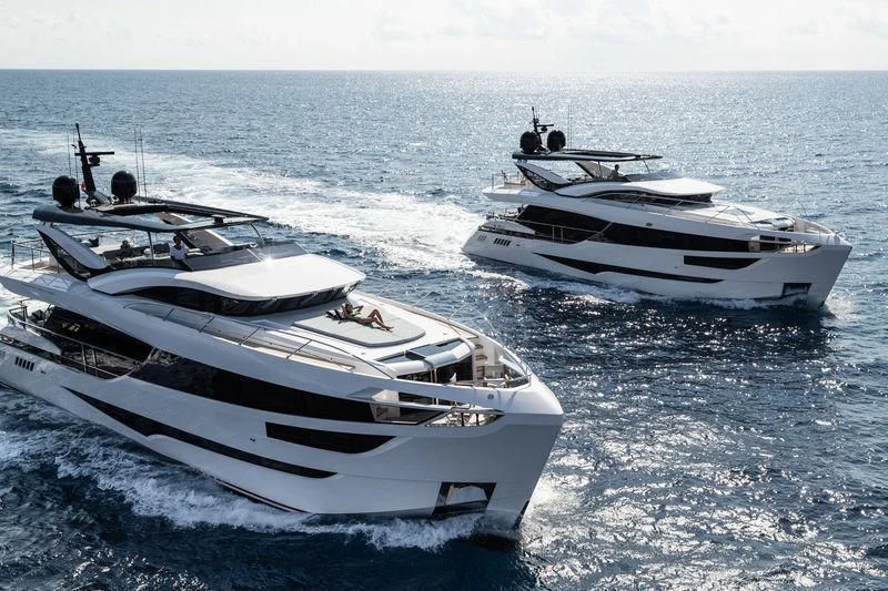 a group of boats on the water aboard MAXIMUS Yacht for Sale