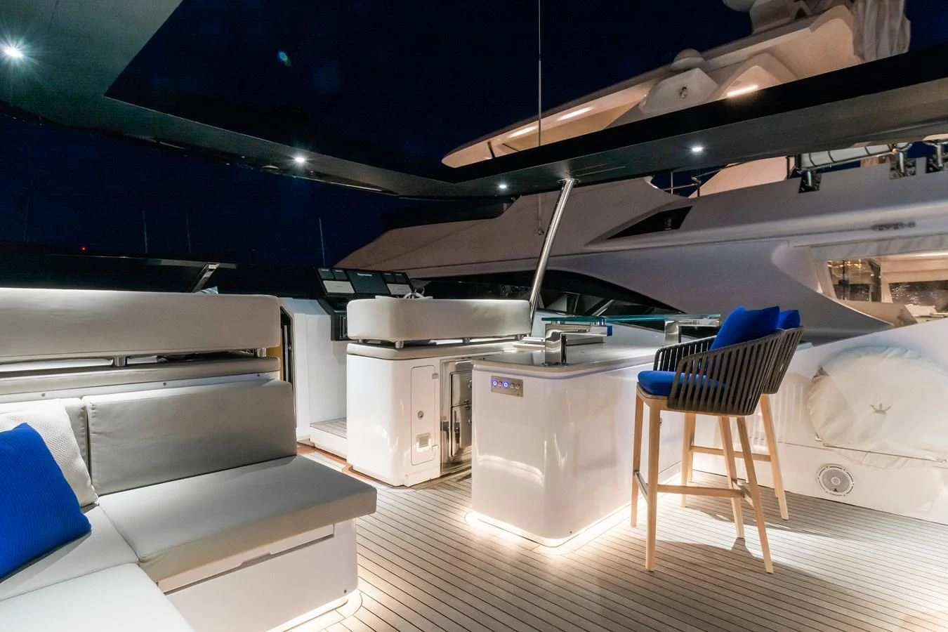 a room with a bed and a desk aboard MAXIMUS Yacht for Sale