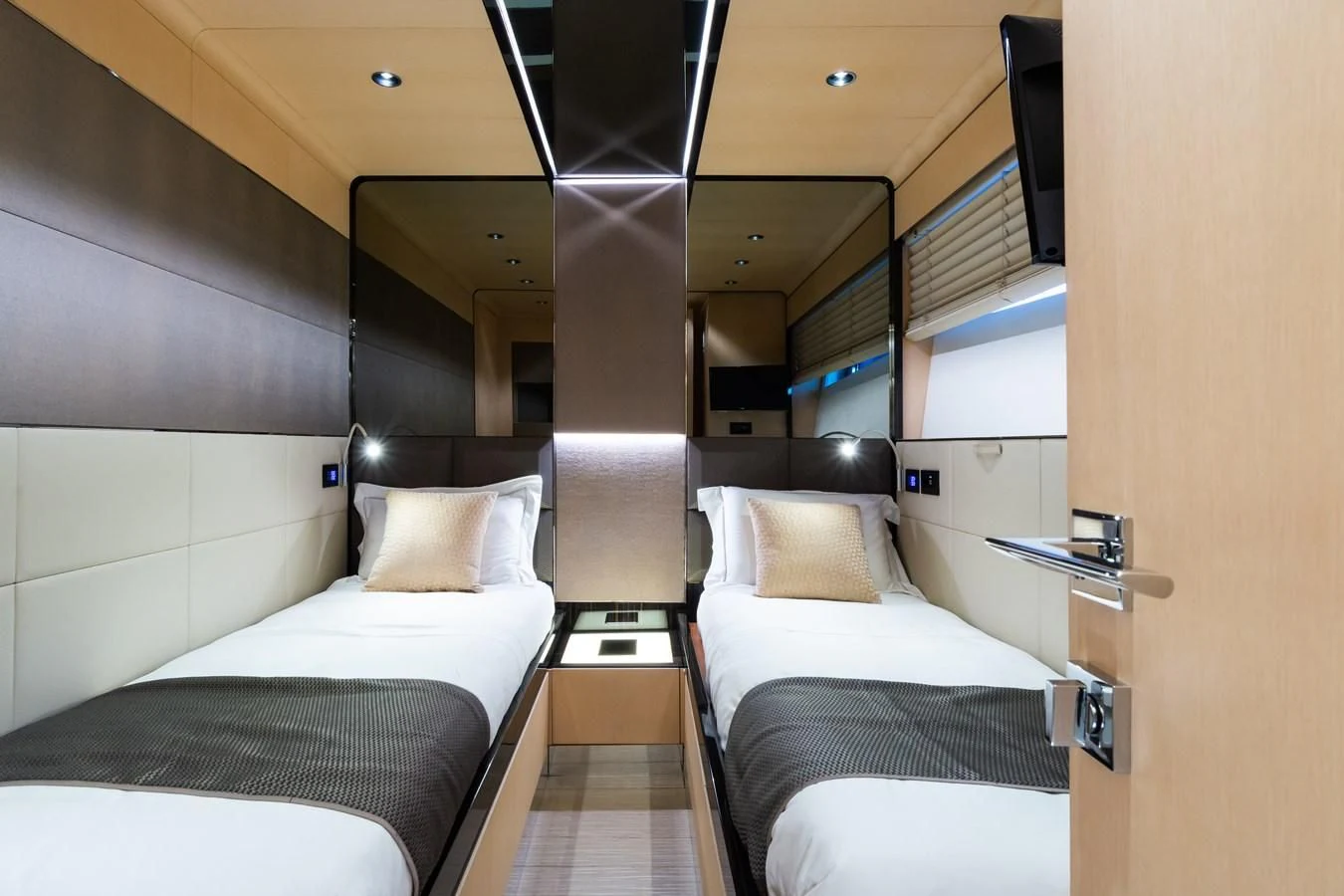 a room with two beds aboard MAXIMUS Yacht for Sale