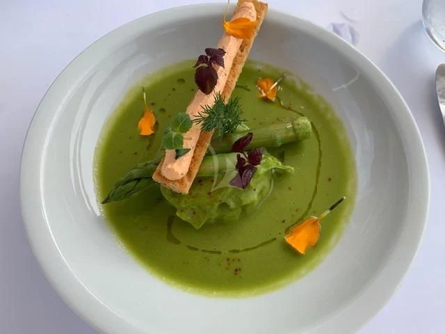 a bowl of soup aboard MAXIMUS Yacht for Sale