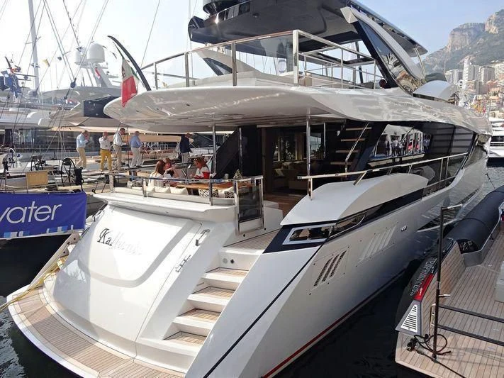 a boat docked at a pier aboard MAXIMUS Yacht for Sale