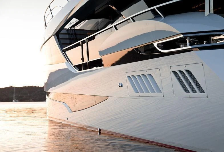 a large white boat aboard MAXIMUS Yacht for Sale