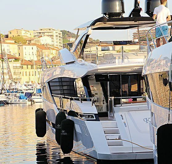a boat with a large engine aboard MAXIMUS Yacht for Sale
