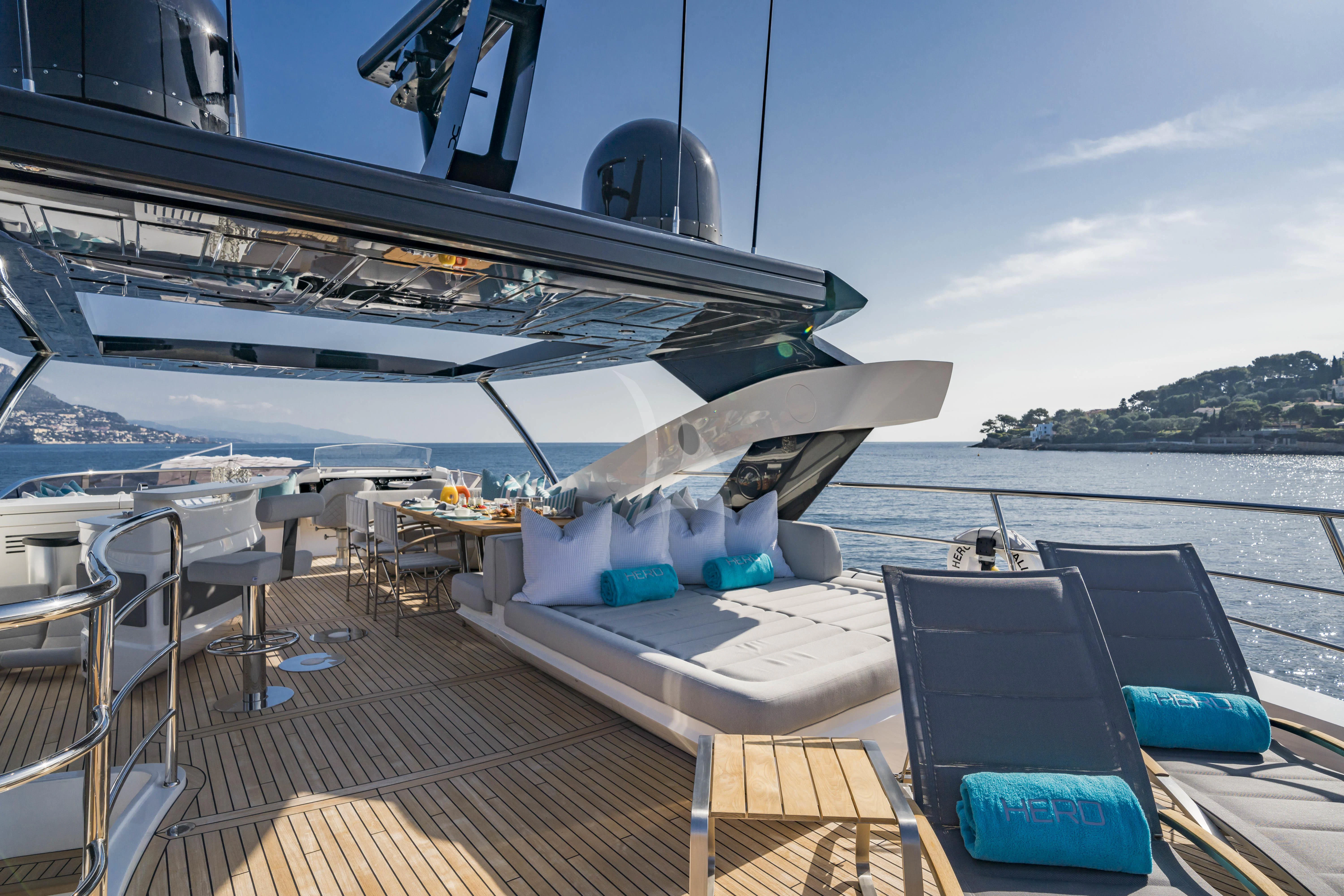 a boat on a deck aboard TORO Yacht for Sale
