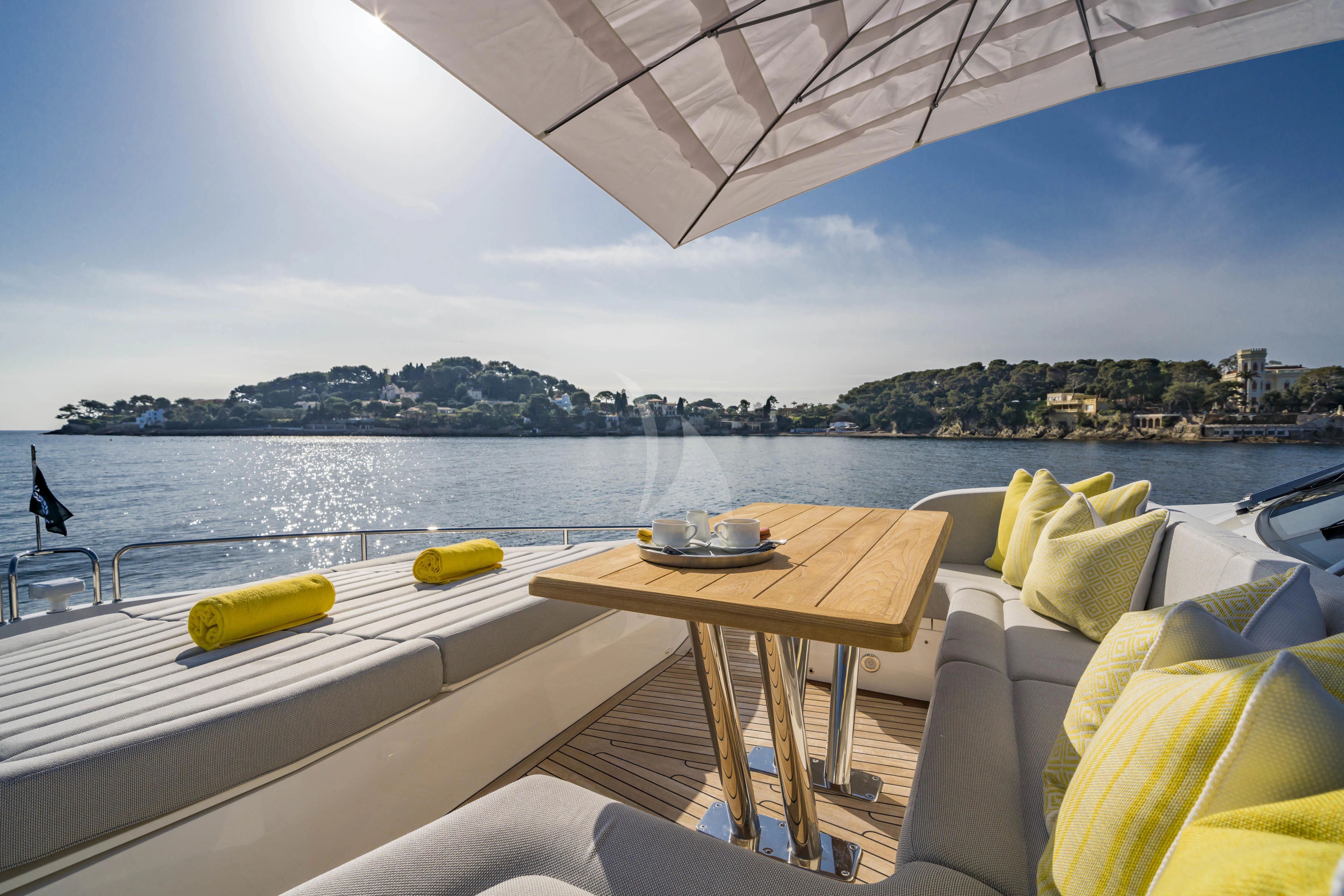 a table on a boat aboard TORO Yacht for Sale