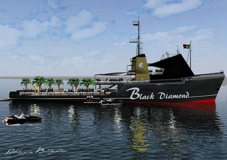 a large ship in the water aboard AFTHONIA V Yacht for Sale