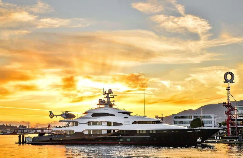 a large boat in the water aboard ATTESSA Yacht for Sale