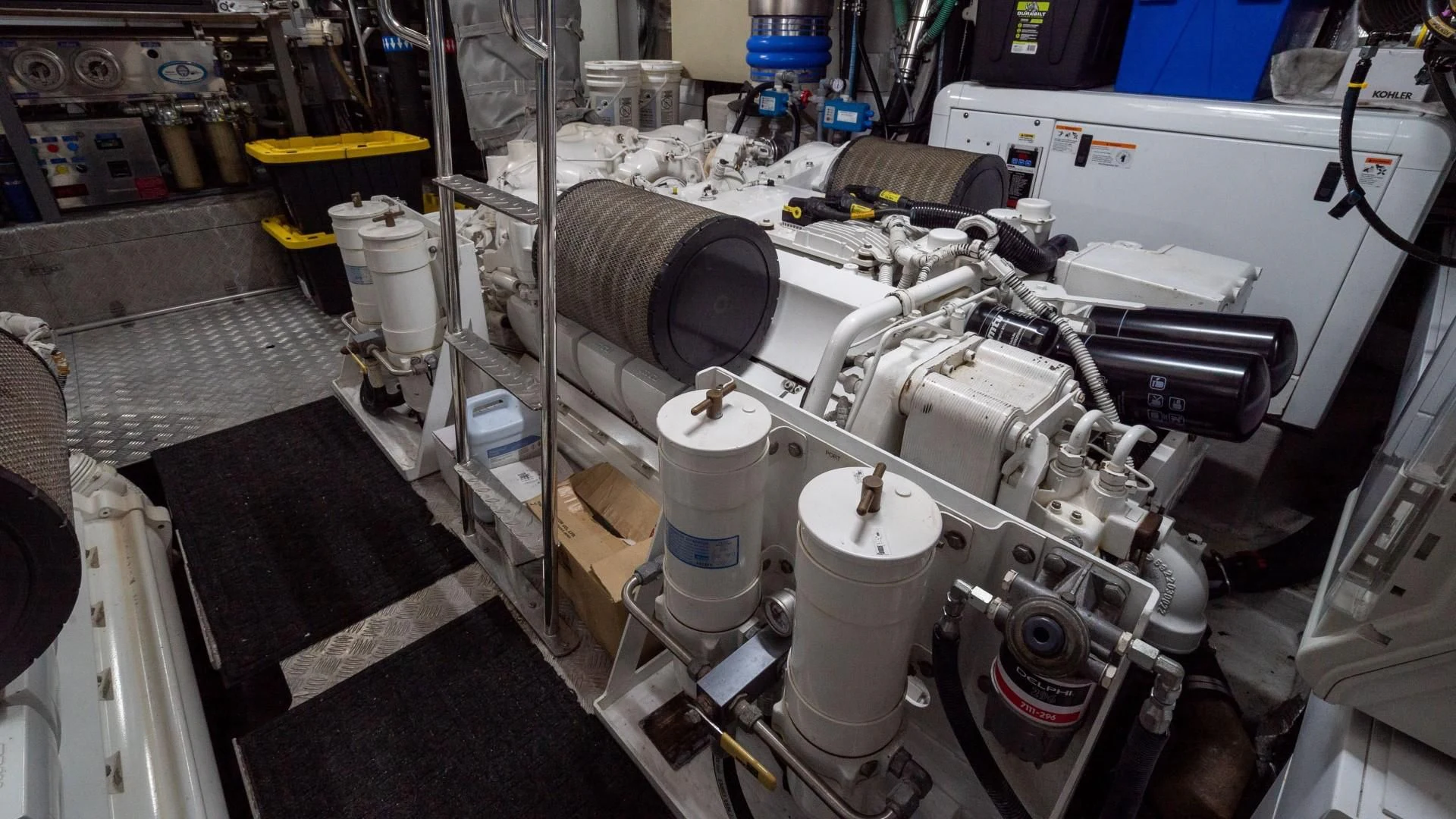 a large machine with many tubes aboard SPLASHED OUT Yacht for Sale