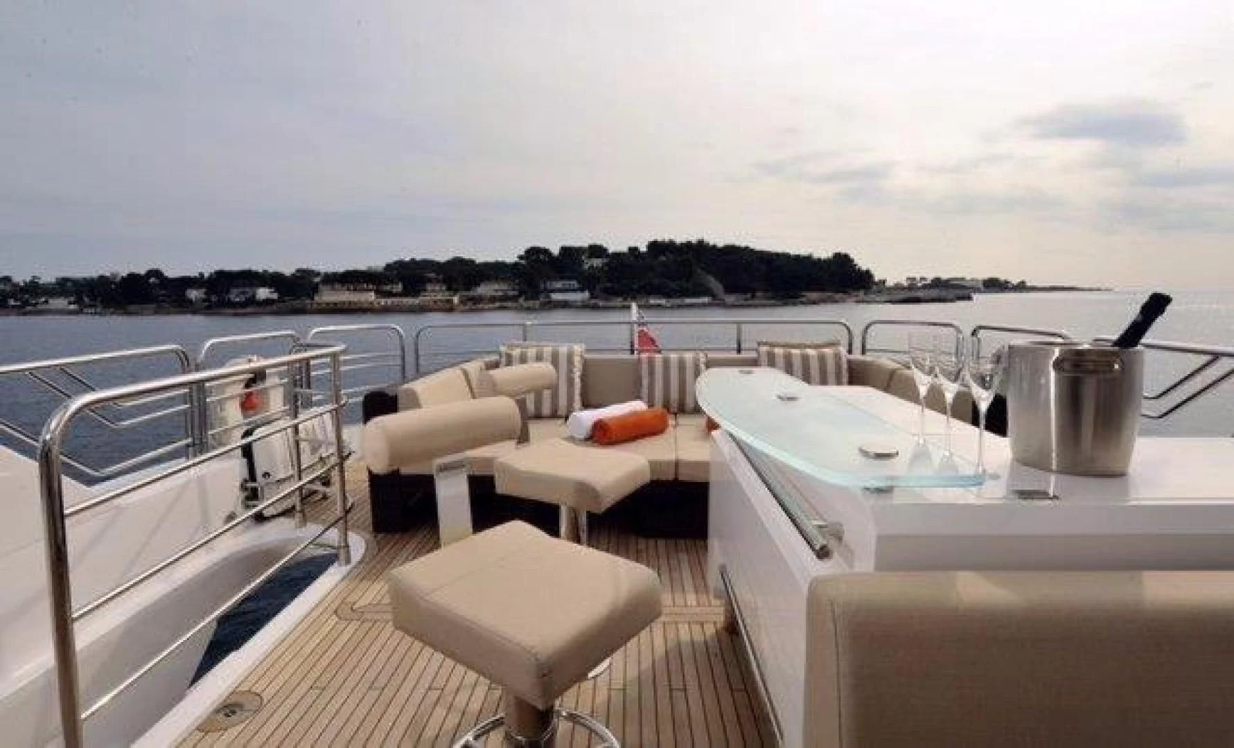 a table on a deck aboard SPLASHED OUT Yacht for Sale
