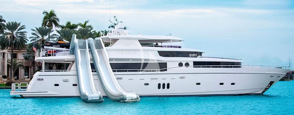 a white yacht in the water aboard JULIA DOROTHY Yacht for Sale