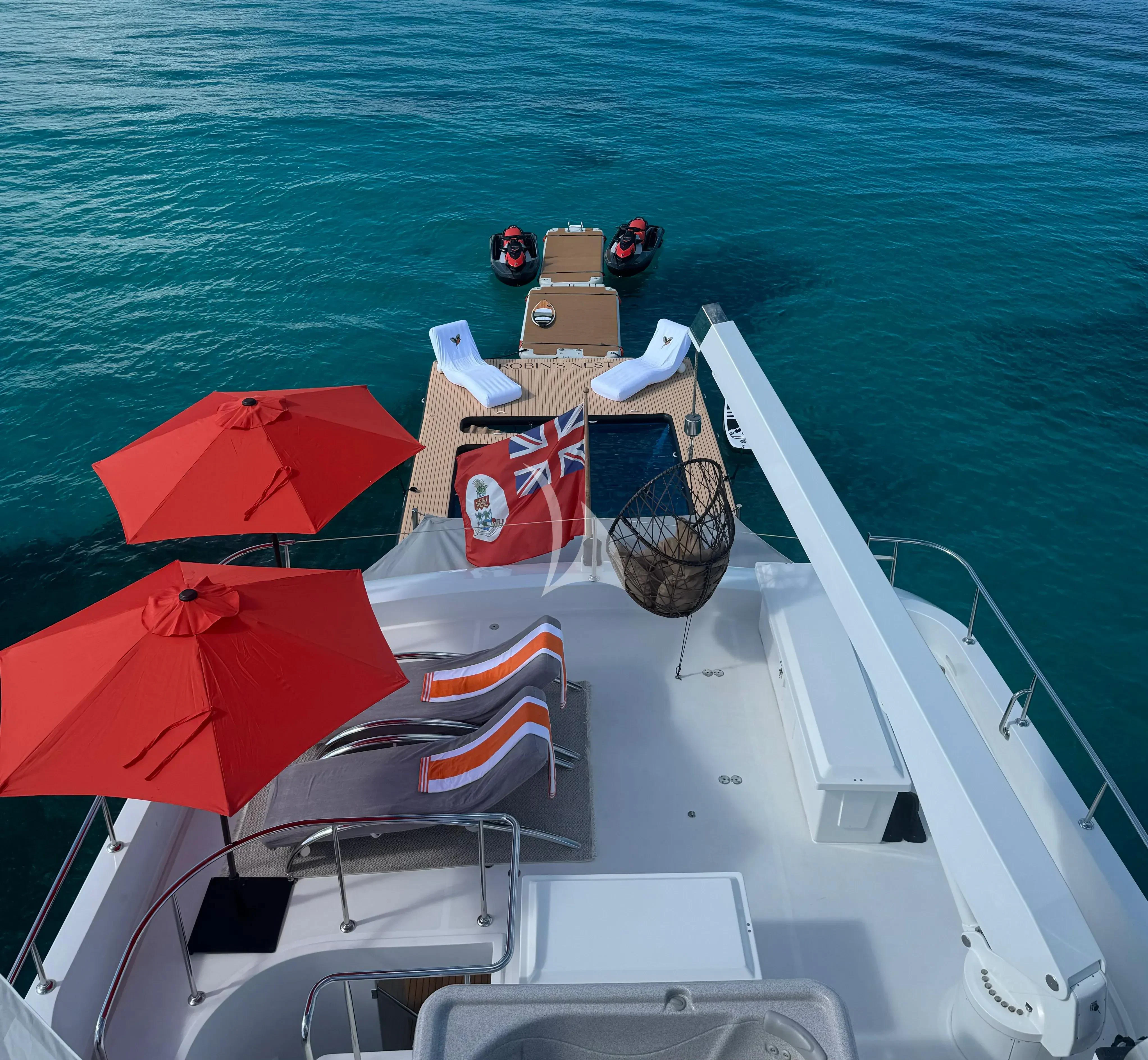 a boat with a basket on it aboard JULIA DOROTHY Yacht for Sale