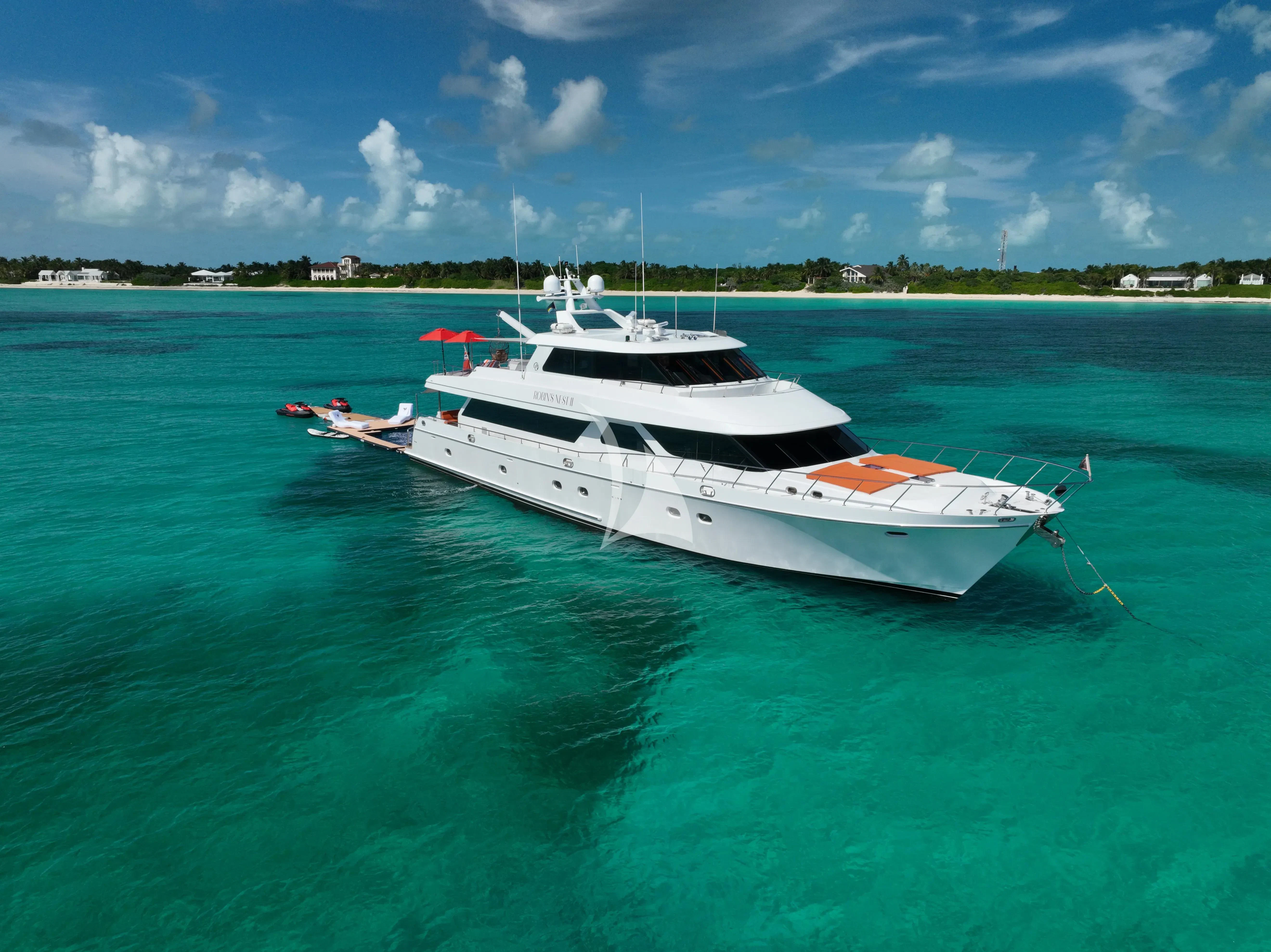 a white boat in the water aboard JULIA DOROTHY Yacht for Sale