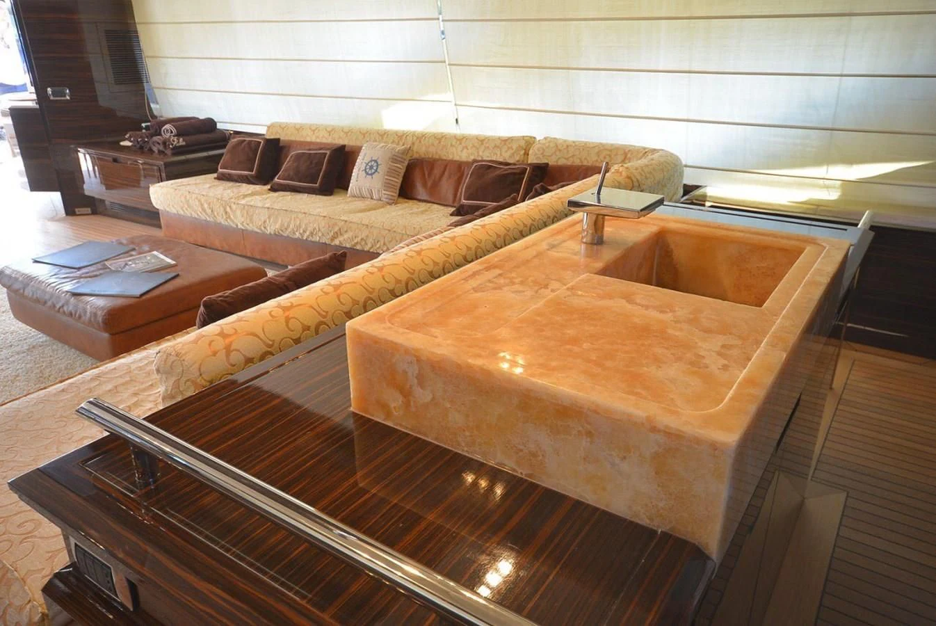 a living room with a couch aboard JULIA DOROTHY Yacht for Sale