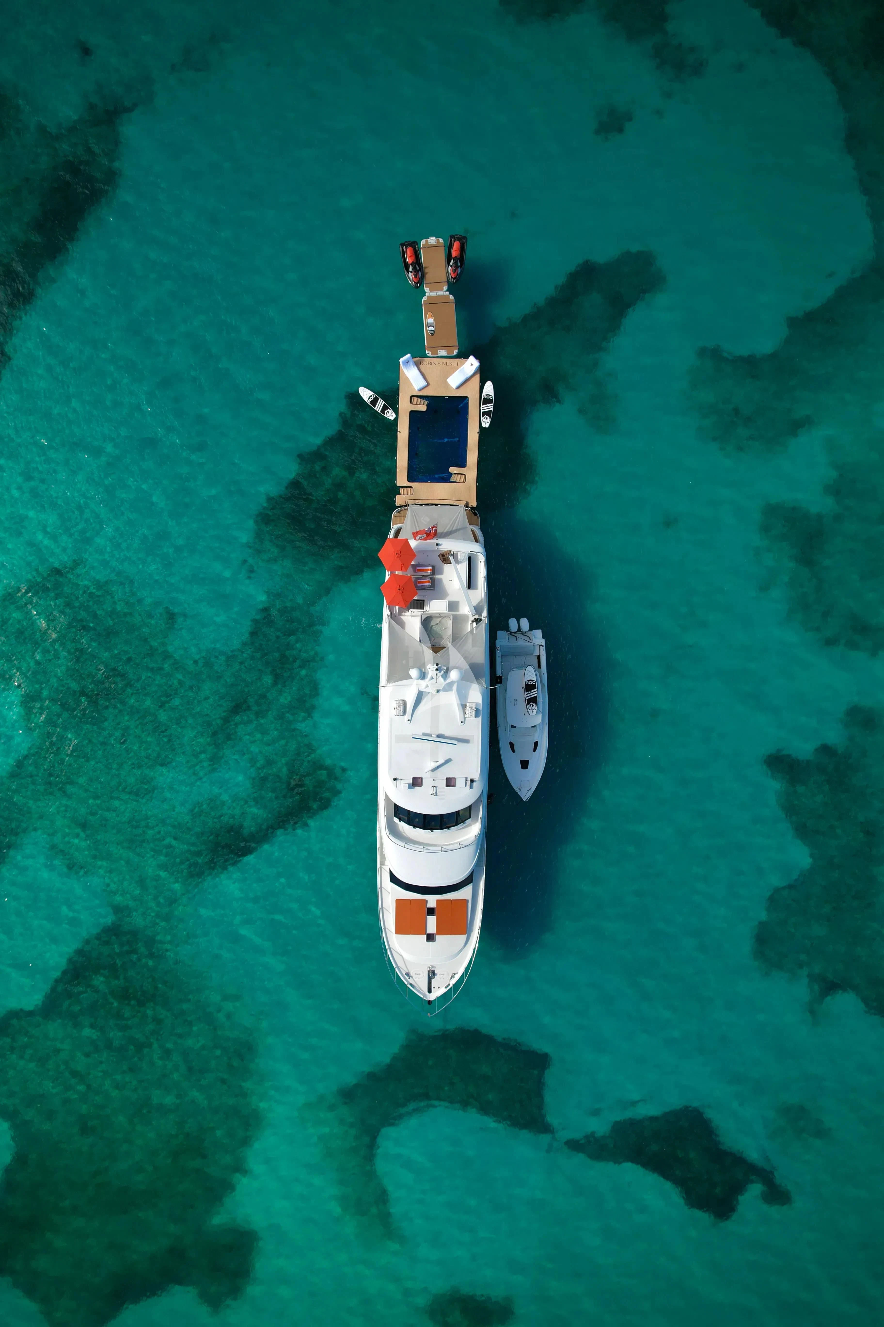a rocket ship in the water aboard JULIA DOROTHY Yacht for Sale