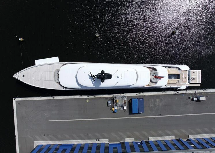 a white rectangular object with a black circle on it aboard 818 Yacht for Sale