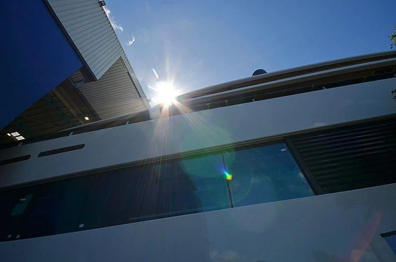 a low angle view of a building aboard 818 Yacht for Sale