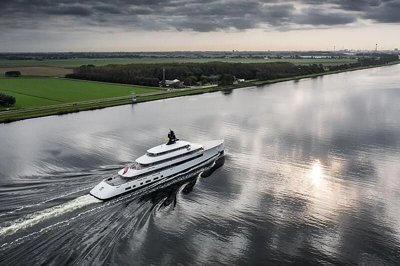 a boat on a river aboard 818 Yacht for Sale