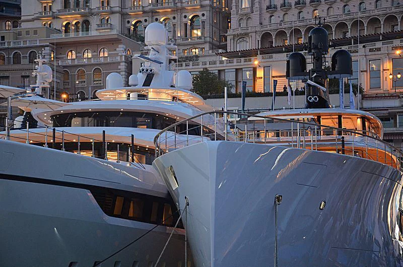 a group of boats in a harbor aboard 818 Yacht for Sale