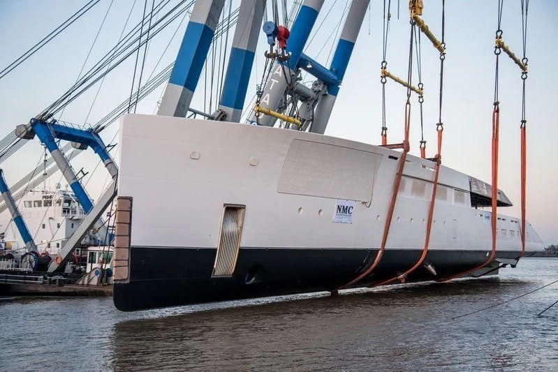 a large boat docked aboard 818 Yacht for Sale