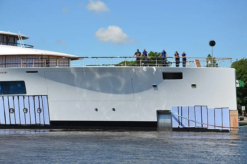 a large white boat aboard 818 Yacht for Sale