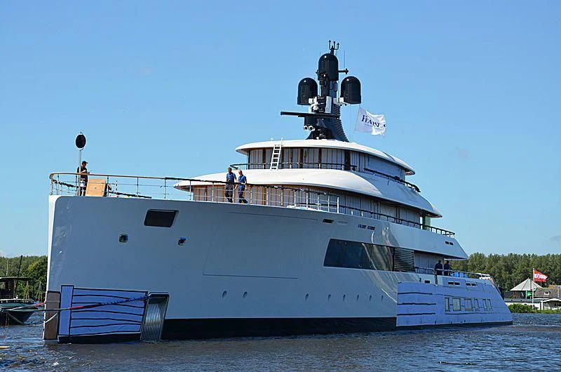 a large white boat aboard 818 Yacht for Sale