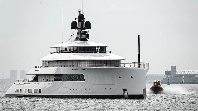 a large ship in the water aboard 818 Yacht for Sale