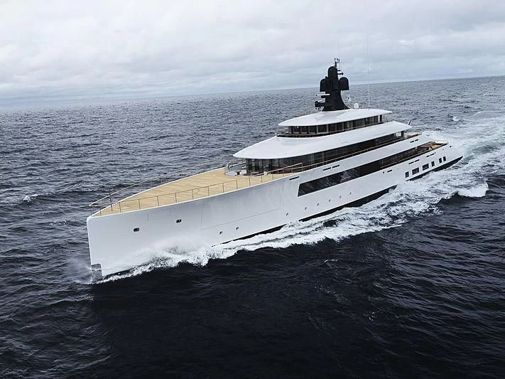 a large ship in the water aboard 818 Yacht for Sale