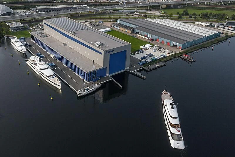 a high angle view of a building aboard 818 Yacht for Sale