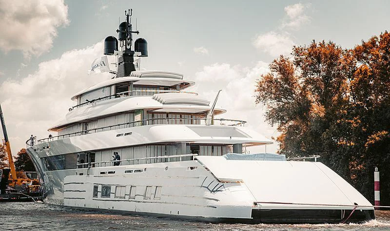 a large white boat aboard 818 Yacht for Sale
