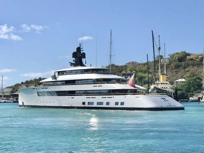 a large white yacht aboard 818 Yacht for Sale