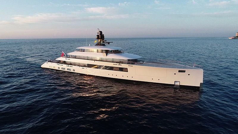 a white yacht in the water aboard 818 Yacht for Sale