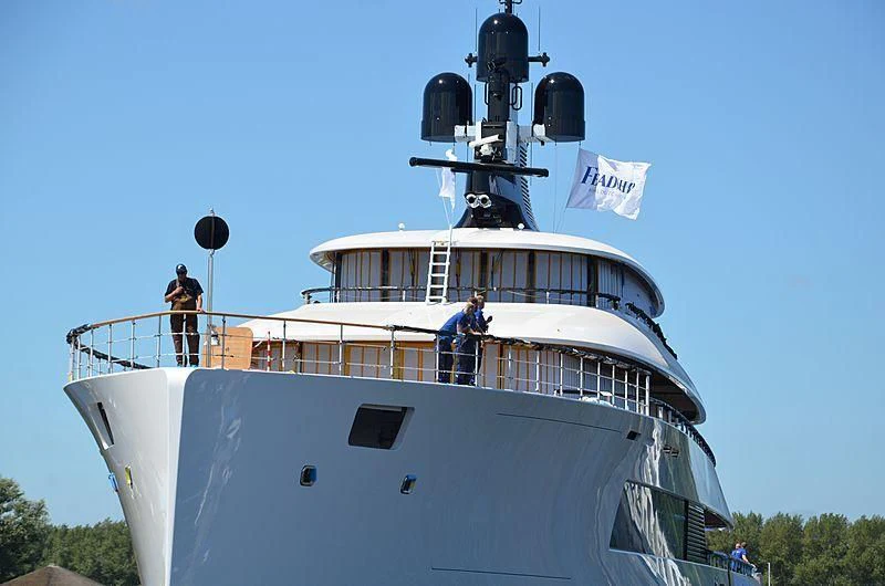 a couple of men on a boat aboard 818 Yacht for Sale