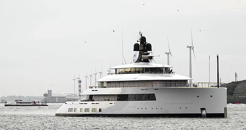a large ship in the water aboard 818 Yacht for Sale