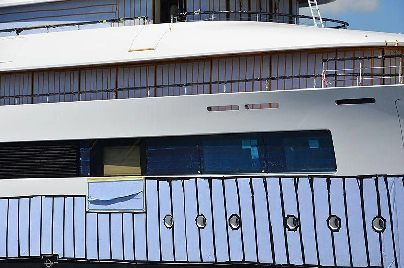 a white and black building aboard 818 Yacht for Sale