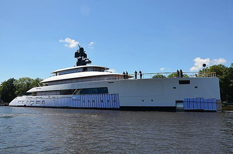 a large white boat aboard 818 Yacht for Sale