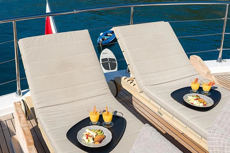 a boat on a trailer aboard MOONRAKER II Yacht for Sale