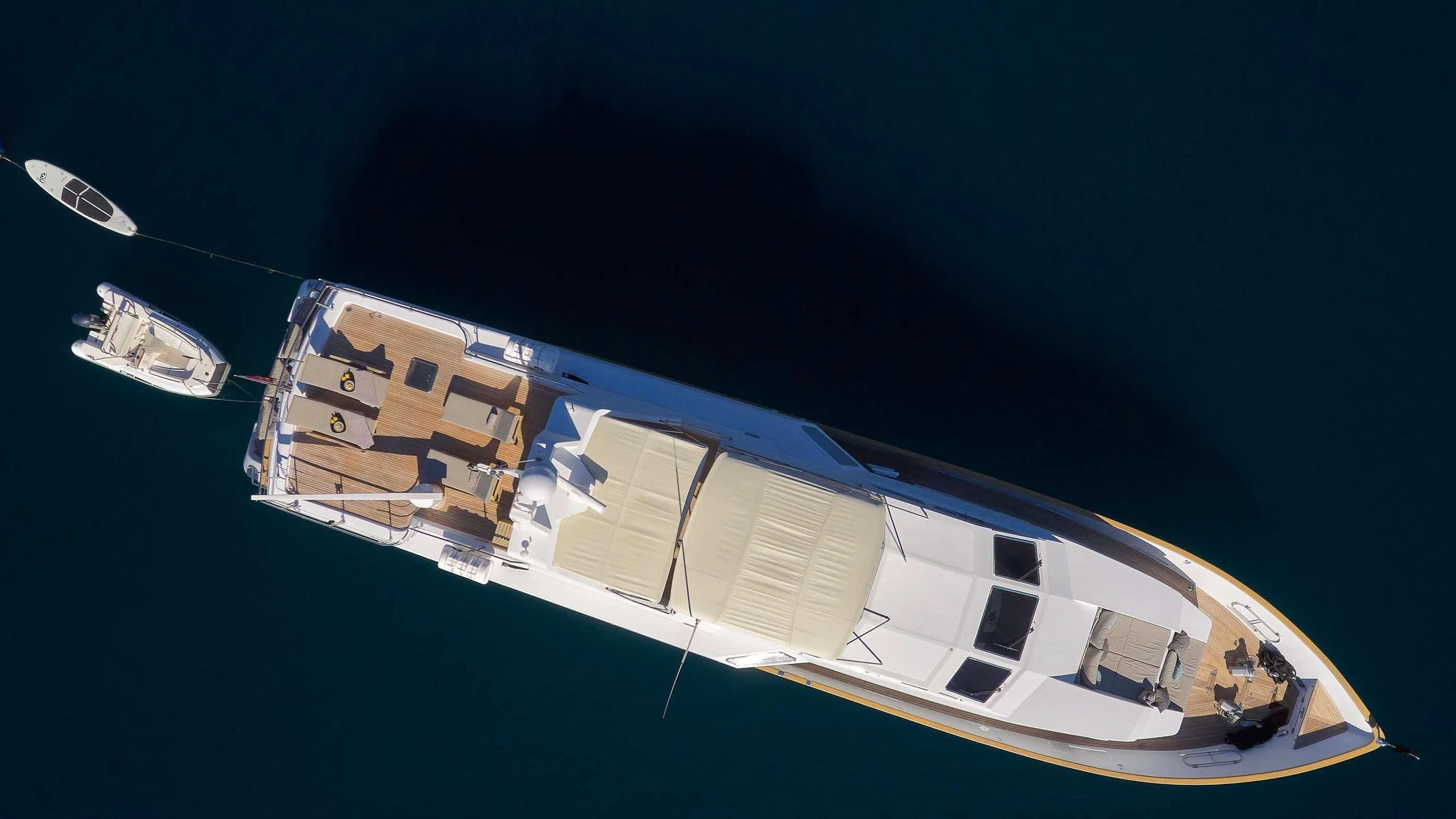 a high angle view of a boat aboard MOONRAKER II Yacht for Sale
