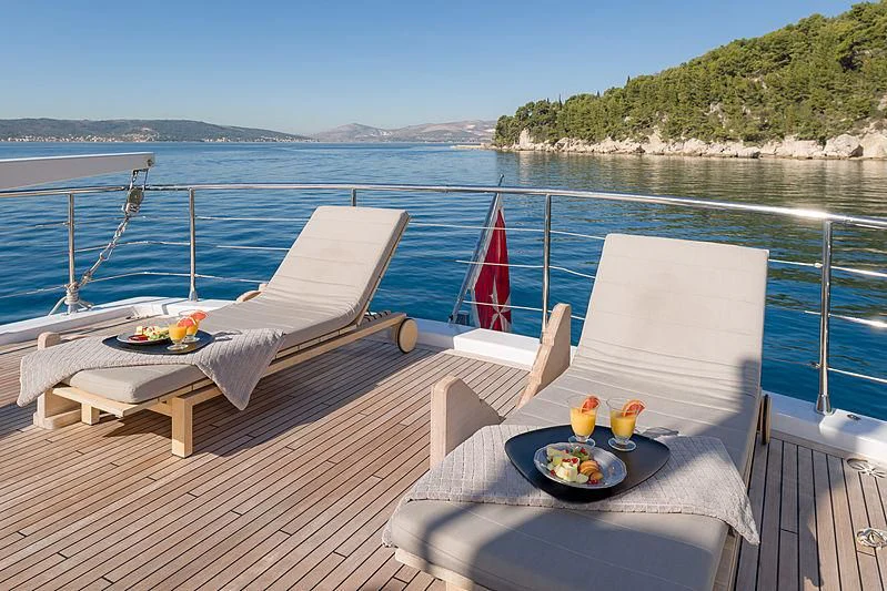 a table on a boat aboard MOONRAKER II Yacht for Sale