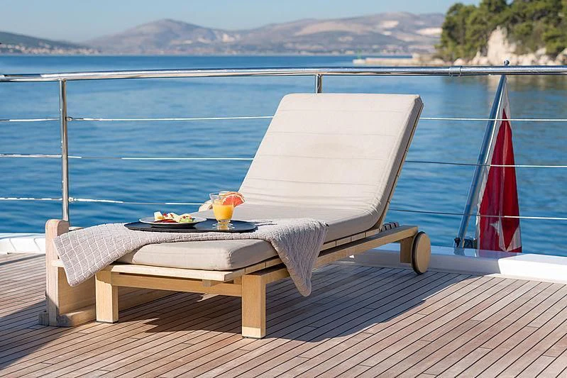 a table on a boat aboard MOONRAKER II Yacht for Sale