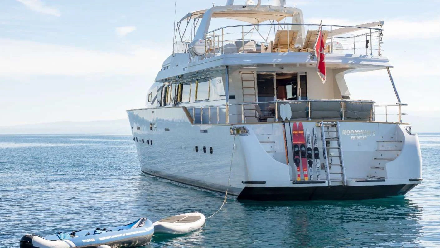 a boat in the water aboard MOONRAKER II Yacht for Sale