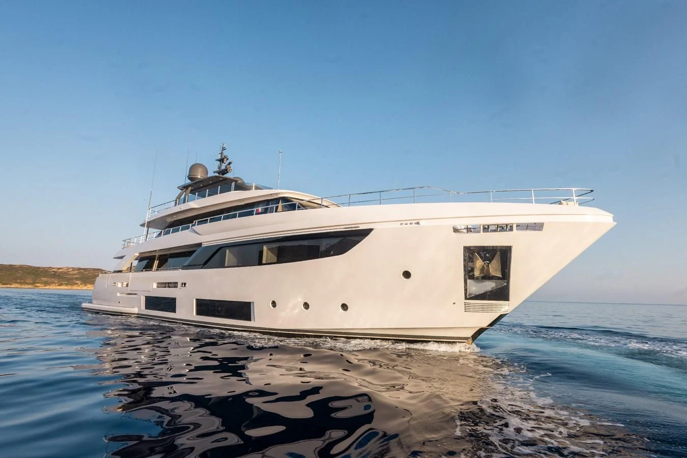 a white yacht on the water aboard FAMILIA Yacht for Sale