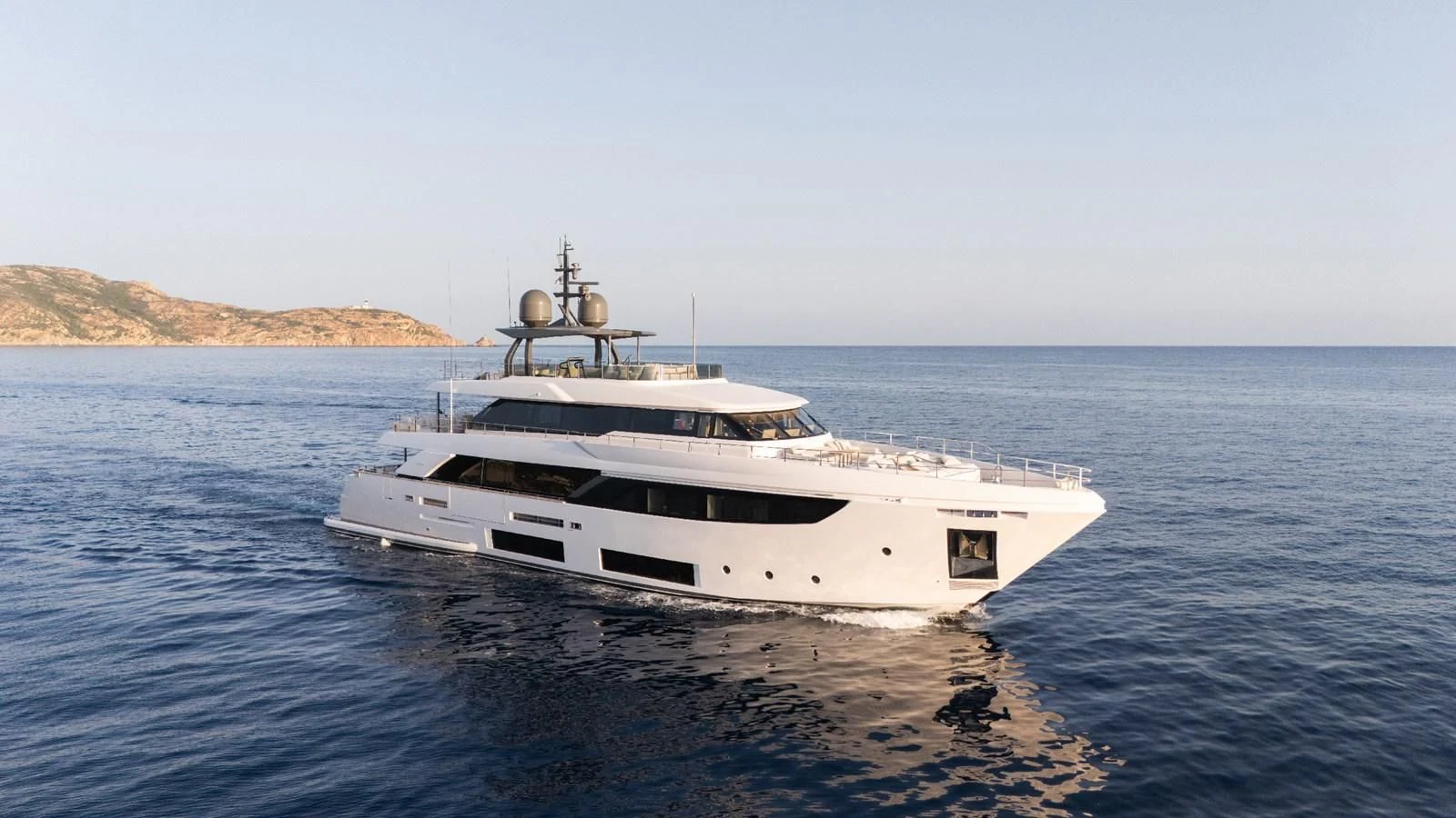 a white yacht on the water aboard FAMILIA Yacht for Sale